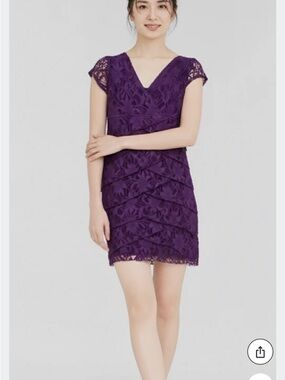Scarlett Nite Deep Plum Lace & Sequin V-Neck Midi